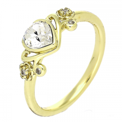 14K PIERŚCIONEK POZŁACANY 6 MM ZARĘCZYNOWY BRYLANT SERCE XUPING 88691