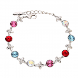BRANSOLETKA RODOWANA 17+3 CM 8 MM MIX CRYSTAL XUPING 88698