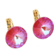 KOLCZYKI POZŁACANE 18/14 MM FUCHSIA DELITE CRYSTAL XUPING 88699