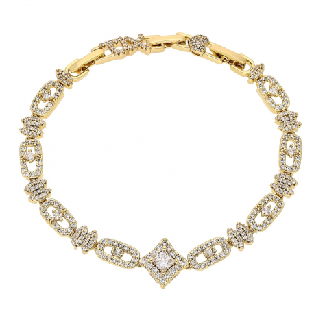 BRANSOLETKA POZŁACANA 20-17,5-16 CM 12 MM BRYLANTOWA ELEGANCJA XUPING 88758