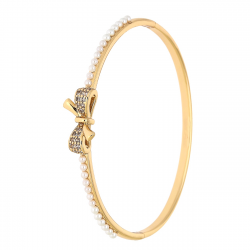 BRANSOLETKA POZŁACANA 54/9 MM ZŁOTY BANGLE PERŁY XUPING 88784