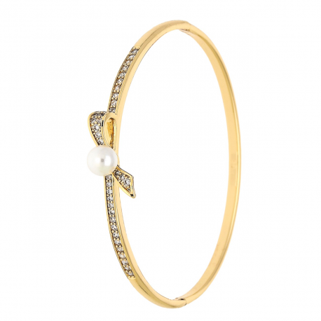 BRANSOLETKA POZŁACANA 60/10 MM ZŁOTY BANGLE PERŁA XUPING 88785