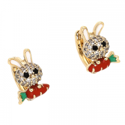KOLCZYKI POZŁACANE 13/8 MM KRÓLICZKI Z MARCHEWKĄ XUPING 88835