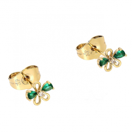 KOLCZYKI POZŁACANE 6/8 MM SZMARAGDOWE MALUSZKI XUPING 88879