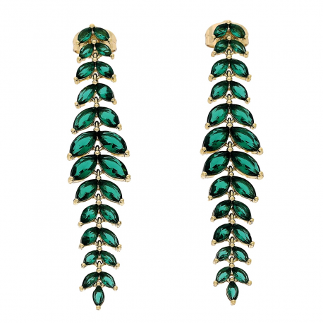 KOLCZYKI POZŁACANE 56/12 MM SZMARAGDOWA ELEGANCJA XUPING 88917