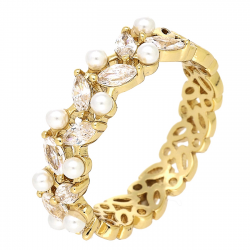 PIERŚCIONEK POZŁACANY 6 MM PEREŁ ELEGANCJA XUPING 88932