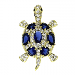 14K ZAWIESZKA POZŁACANA 32/18 MM SZAFIROWY ŻÓŁWIK XUPING 89104