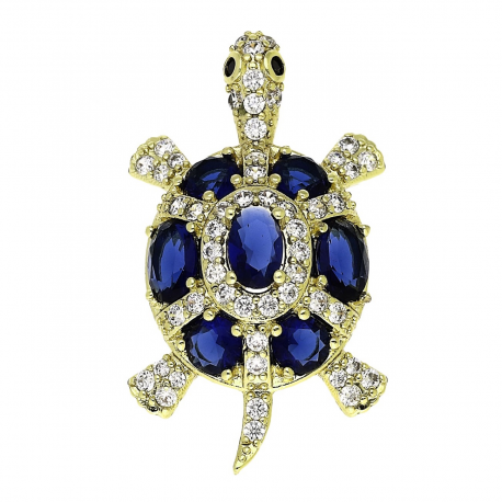 14K ZAWIESZKA POZŁACANA 32/18 MM SZAFIROWY ŻÓŁWIK XUPING 89104