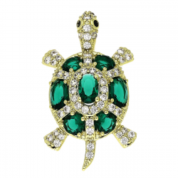 14K ZAWIESZKA POZŁACANA 32/18 MM SZMARAGDOWY ŻÓŁWIK XUPING 89105
