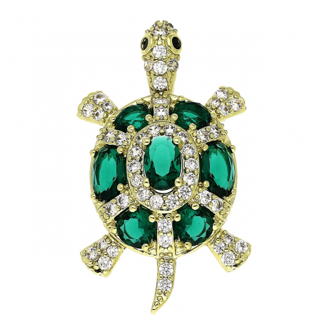 14K ZAWIESZKA POZŁACANA 32/18 MM SZMARAGDOWY ŻÓŁWIK XUPING 89105
