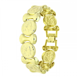 14K BRANSOLETKA POZŁACANA 19 CM 18 MM MONETKI XUPING 89116