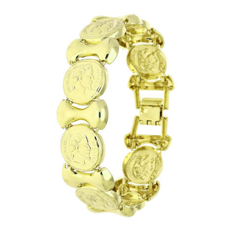 14K BRANSOLETKA POZŁACANA 19 CM 18 MM MONETKI XUPING 89116