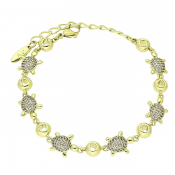 14K BRANSOLETKA POZŁACANA 17+5 CM 10 MM ŻÓŁWIKI XUPING 89124
