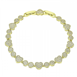 14K BRANSOLETKA POZŁACANA 19-17 CM 7 MM BRYLANTOWE SERCA XUPING 89127