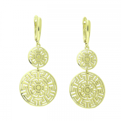 14K KOLCZYKI POZŁACANE 50/21 MM GRECKIE KRĘGI XUPING 89139