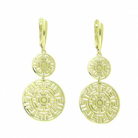 14K KOLCZYKI POZŁACANE 50/21 MM GRECKIE KRĘGI XUPING 89139