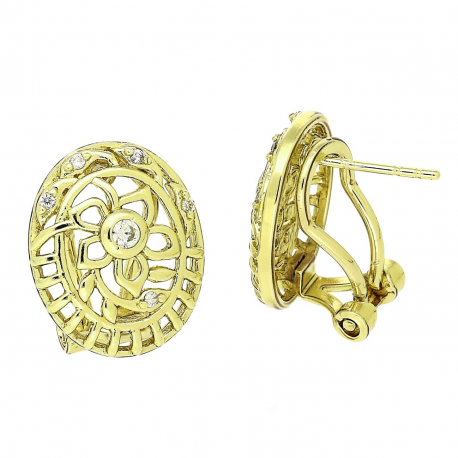 14K KOLCZYKI POZŁACANE 17/14 MM OWALNY AŻUR XUPING 89142