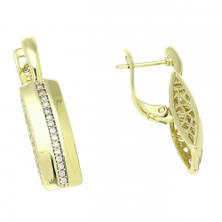 14K KOLCZYKI POZŁACANE 25/6 MM ZŁOTE TRADYCYJNE Z BRYLANTAMI XUPING 89143