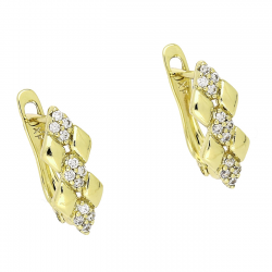 14K KOLCZYKI POZŁACANE 16/6,5 MM ELEGANCJA ROMBIKÓW XUPING 89144