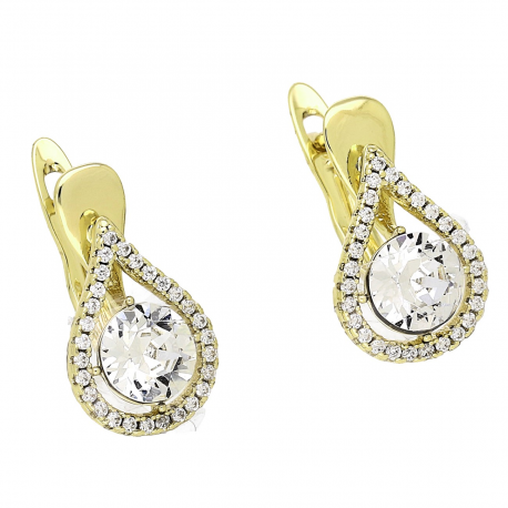 14K KOLCZYKI POZŁACANE 18/10 MM CRYSTAL XUPING 89146