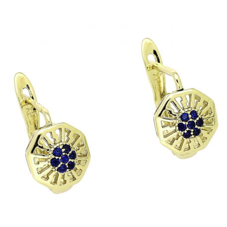 14K KOLCZYKI POZŁACANE 13/10 MM SZAFIROWE ELEGANTKI XUPING 89147