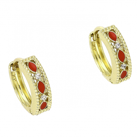 14K KOLCZYKI POZŁACANE 13/4 MM ZŁOTE KÓŁKA EMALIA XUPING 89158