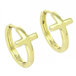14K KOLCZYKI POZŁACANE 19/11 MM ZŁOTE KÓŁKA KRZYŻYK XUPING 89168