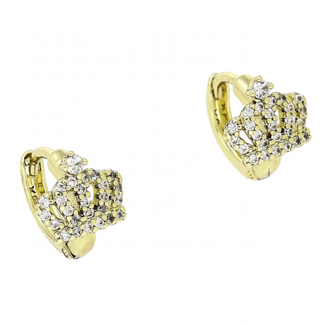 14K KOLCZYKI POZŁACANE 11/9 MM KORONA KSIĘŻNICZKI XUPING 89169