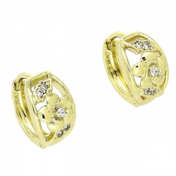 14K KOLCZYKI POZŁACANE 13/8 MM KÓŁKA Z KWIATUSZKIEM XUPING 89170