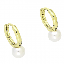 14K KOLCZYKI POZŁACANE 16/6 MM KÓŁKA Z PEREŁKĄ XUPING 89171
