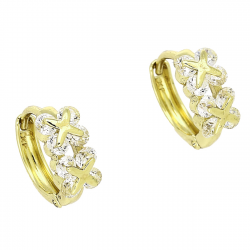 14K KOLCZYKI POZŁACANE 13/6 MM KÓŁKA Z BRYLANTAMI XUPING 89172