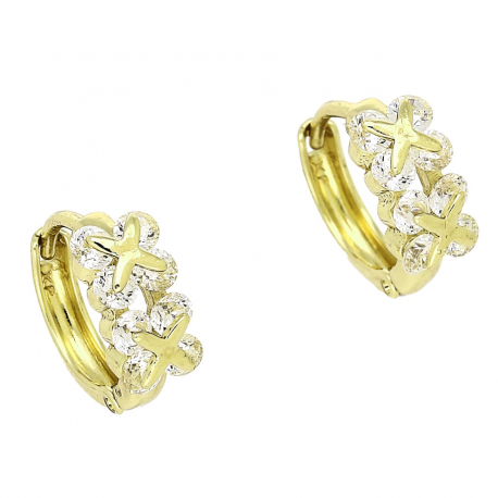 14K KOLCZYKI POZŁACANE 13/6 MM KÓŁKA Z BRYLANTAMI XUPING 89172
