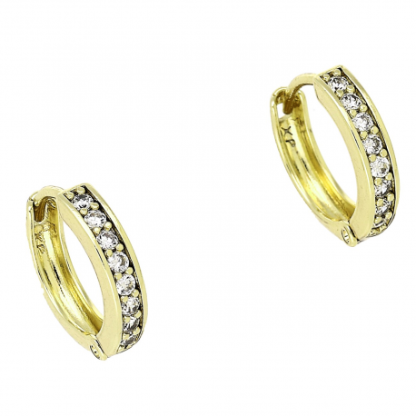 14K KOLCZYKI POZŁACANE 13/3 MM BRYLANTOWE KÓŁKA XUPING 89175