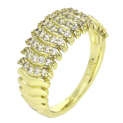 14K PIERŚCIONEK POZŁACANY 8 MM ELEGANCKI Z BRYLANCIKAMI XUPING 89201