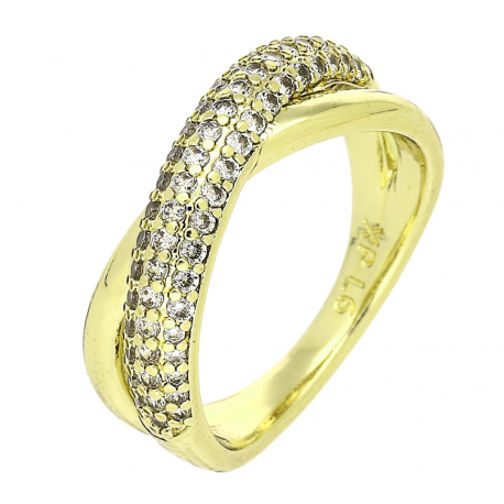 14K PIERŚCIONEK POZŁACANY 7 MM BRYLANTOWA ELEGANCJA XUPING 89203