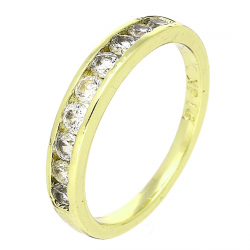 14K PIERŚCIONEK POZŁACANY 3,5 MM DELIKATNY Z BRYLANTAMI XUPING 89204