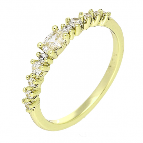 14K PIERŚCIONEK POZŁACANY 3 MM ZARĘCZYNOWE BRYLANTY XUPING 89205