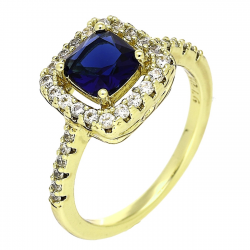 14K PIERŚCIONEK POZŁACANY 11 MM SZAFIR RADIANT XUPING 89207