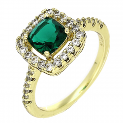 14K PIERŚCIONEK POZŁACANY 11 MM SZMARAGD RADIANT XUPING 89208