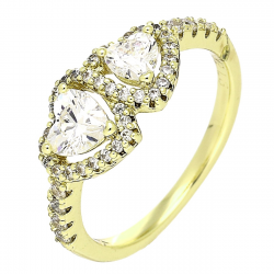 14K PIERŚCIONEK POZŁACANY 8 MM DWA SERCA XUPING 89220