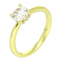 14K PIERŚCIONEK POZŁACANY 6 MM ZARĘCZYNOWY BRYLANT XUPING 89222