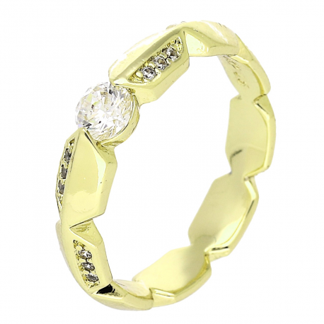 14K PIERŚCIONEK POZŁACANY 4 MM ZARĘCZYNOWY BRYLANT XUPING 89223