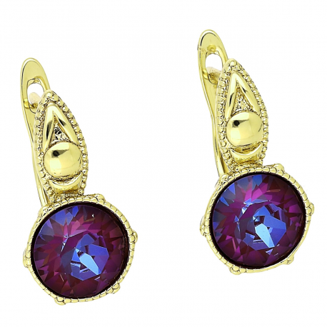 14k KOLCZYKI POZŁACANE 19/11 MM RAINBOW DARK CRYSTAL XUPING 89224