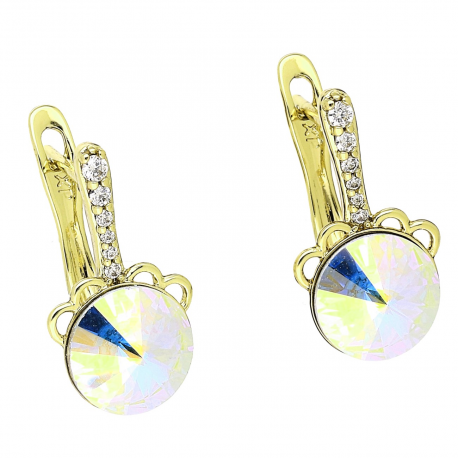 14k KOLCZYKI POZŁACANE 18/10 MM AB CRYSTAL XUPING 89226