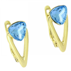 14k KOLCZYKI POZŁACANE 19/9 MM SAPPHIRE LIGHT CRYSTAL XUPING 89227