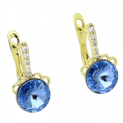 14k KOLCZYKI POZŁACANE 18/10 MM SAPPHIRE LIGHT CRYSTAL XUPING 89231