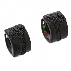 KOLCZYKI 14/9 MM CZARNE KÓŁKA Z CZARNYMI BRYLANTAMI XUPING 89298