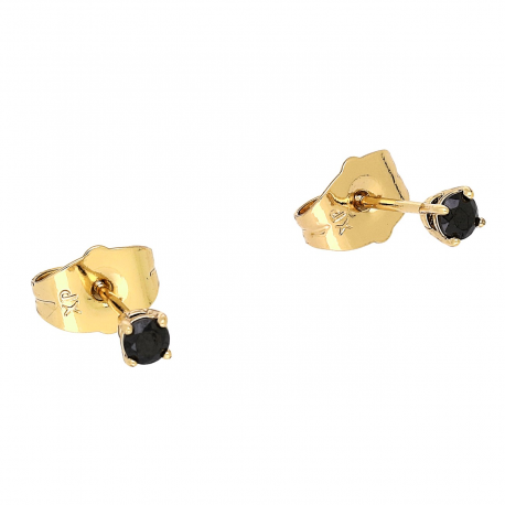 KOLCZYKI POZŁACANE 3 MM CZARNY BRYLANCIK XUPING 89319