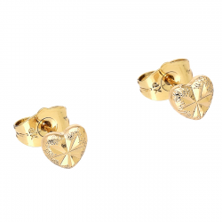 KOLCZYKI POZŁACANE 6/7 MM ZŁOTE SERDUSZKO DIAMENTOWANE XUPING 89335
