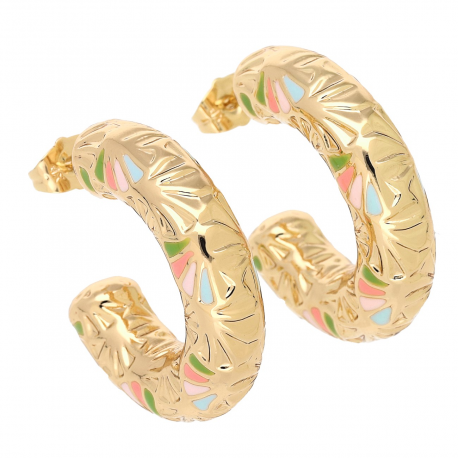KOLCZYKI POZŁACANE ABS 33/8 MM KOŁA EMALIA XUPING 89355